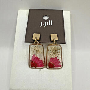 NWT J Jill Pressed FLower gołd Tone Nature's Charm Earrings
